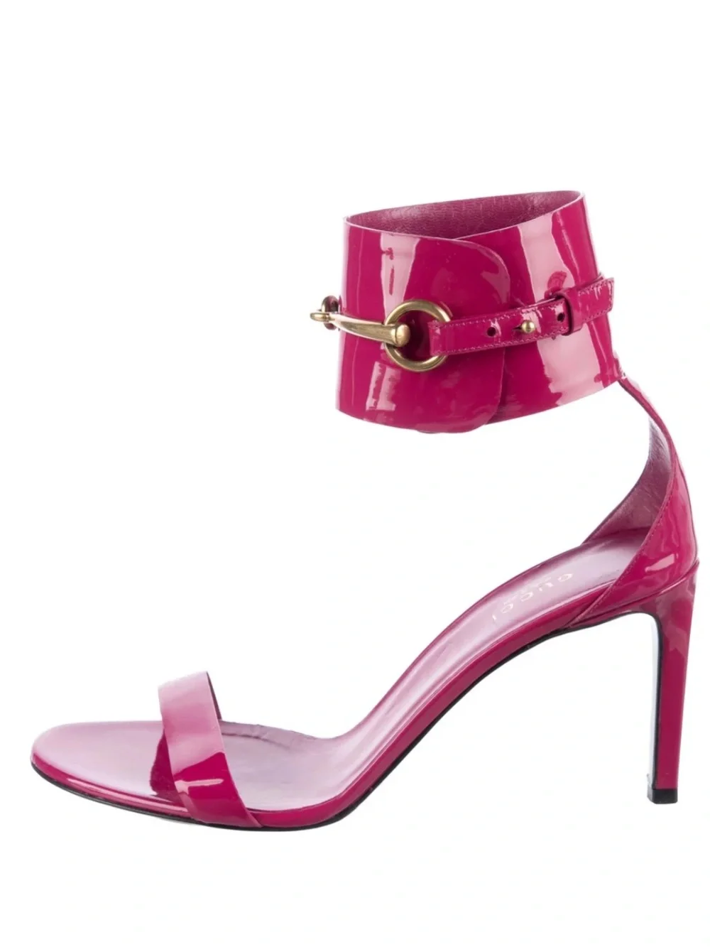 Authentic ICONIC GUCCI Ursula Horsebit Ankle-Strap Sandals. Bright Bougainville